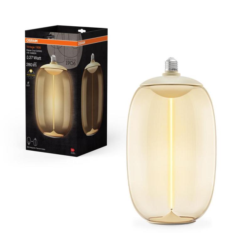 Osram E27 Vintage Lampe 1906 Big Elipse Oval Magnetic Amber 4W wie 27W warmweißes Licht